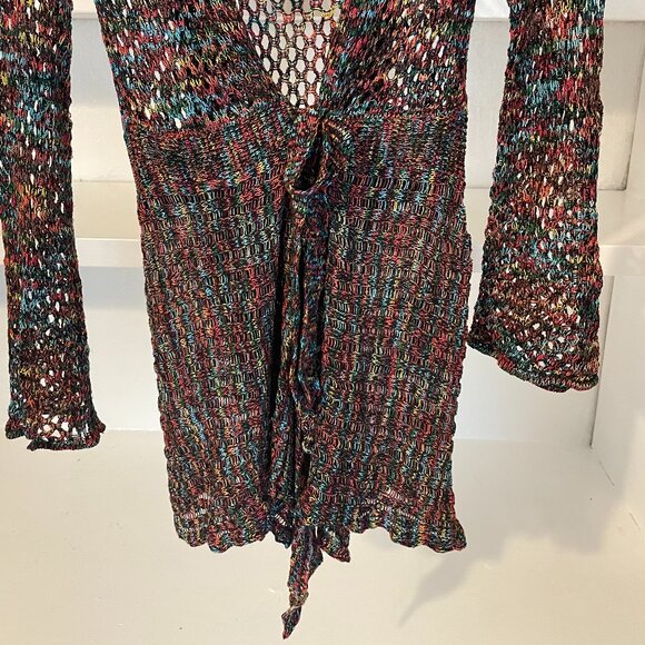 Neslay Paris Multicolor Rainbow Crochet Front Tie Cardigan – Size S/M - Picture 4 of 10